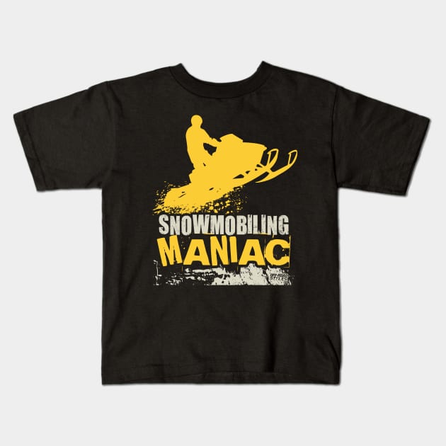 Snowmobiling Maniac Kids T-Shirt by OffRoadStyles